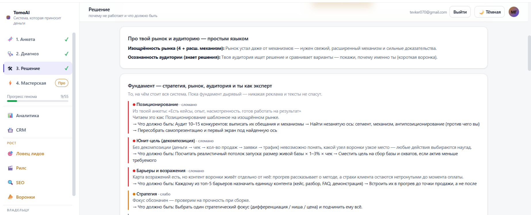 Кабинет · решение · разбор по пути клиента